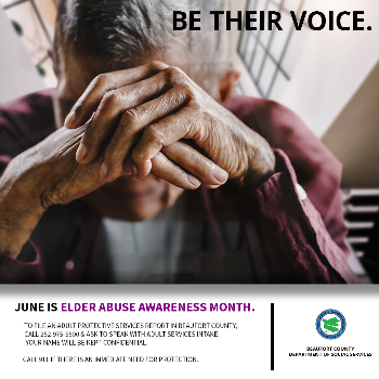 A flyer advertising elder abuse awareness month